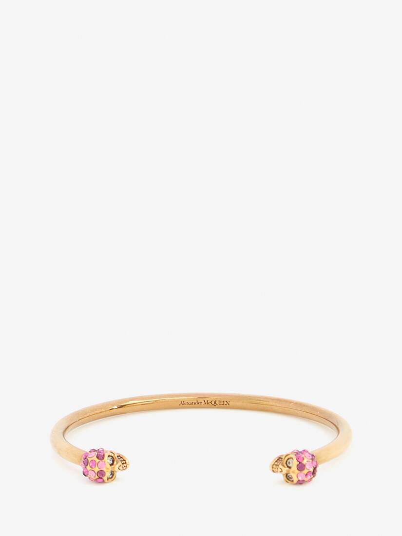 Pulsera Alexander McQueen Thin Jeweled Twin Skull Mujer - Dorados - Mexico 432-XHIUDO